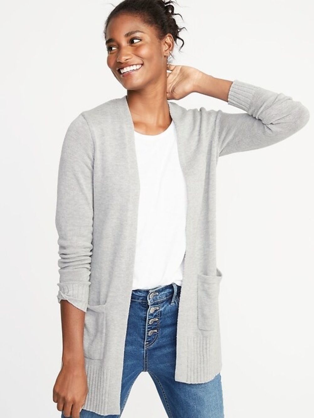 Old Navy Gray Open Front Pocket Cardigan
